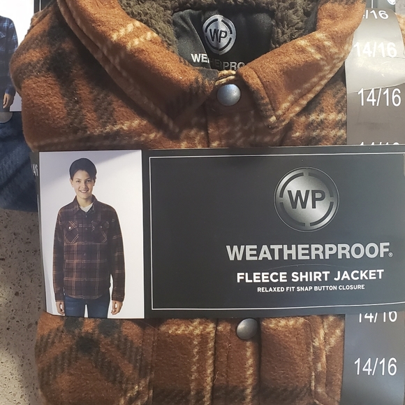 WP π¦WEATHERPROOF BOYS FLEECE SHIRT JACKET BLUE & BROWN SZ. 10/12 & 14/16 ππ€ - Picture 12 of 16